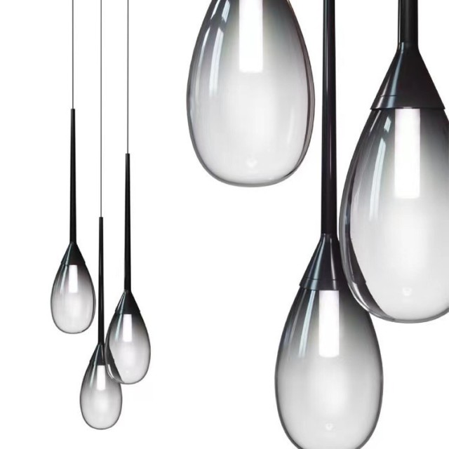 Creative Design Water Droplet Glass Chandelier Personalized Restaurant Bar Bedroom Bedside Small Pendant Light
