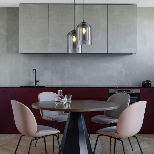 Modern Minimalist Glass Chandelier Creative Round Glass Chandelier Pendent Light for Living Room Bedroom Headboard