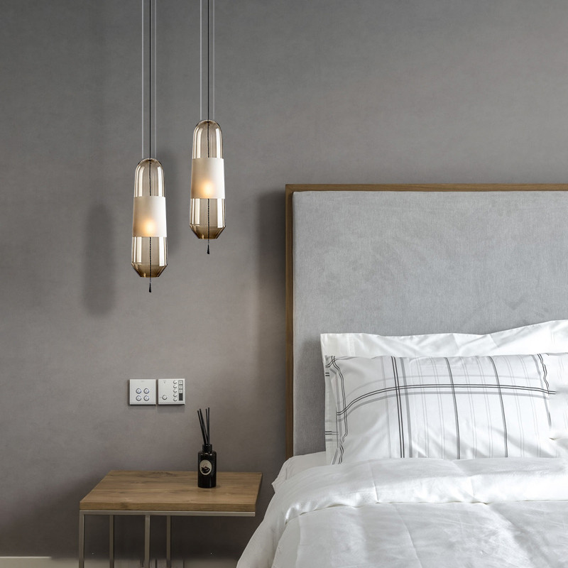 Nordic Creative Restaurant Chandelier Simple Personality Art Bedroom Bedside Villa Room Light Luxury Glass Small Pendant Light