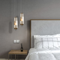 Nordic Creative Restaurant Chandelier Simple Personality Art Bedroom Bedside Villa Room Light Luxury Glass Small Pendant Light