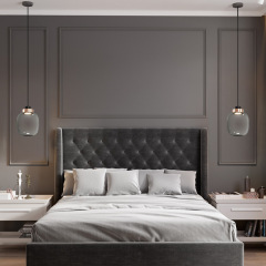 Modern Design Iron Metal Simple Smoke Glass Small Round Chandelier Pendant Light for Dining Room Bedroom