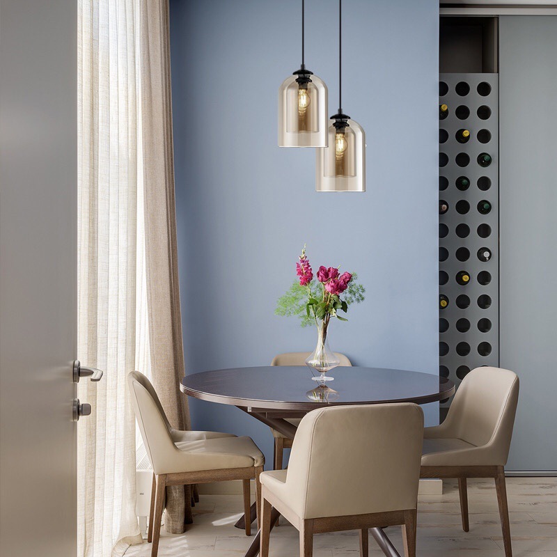 Modern Minimalist Glass Chandelier Creative Round Glass Chandelier Pendent Light for Living Room Bedroom Headboard