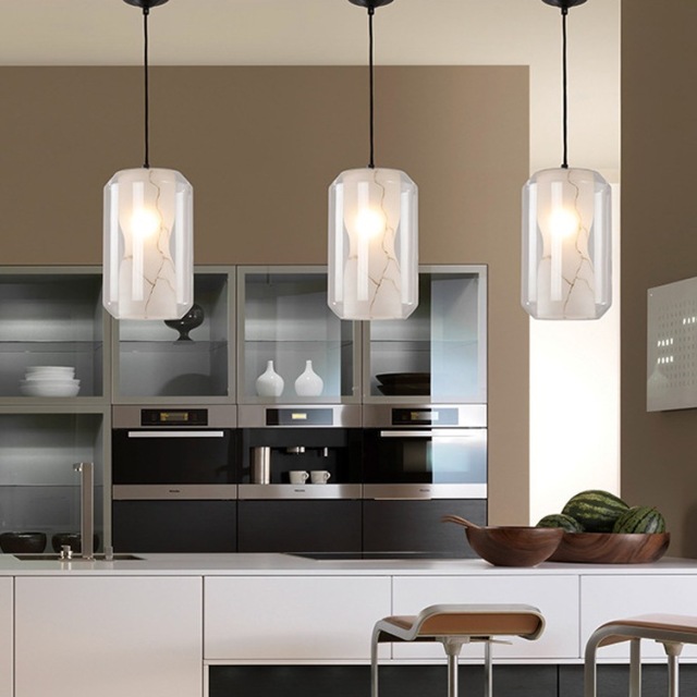 Modern Glass Pendant Light Luxury Hanging Lamp with Transparent Shade for Dining Room Living Room Hotel