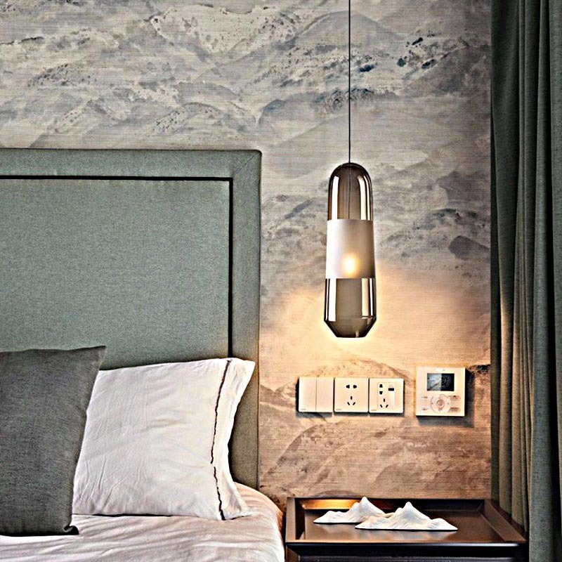 Nordic Creative Restaurant Chandelier Simple Personality Art Bedroom Bedside Villa Room Light Luxury Glass Small Pendant Light