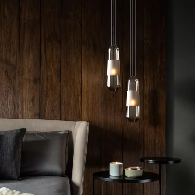 Nordic Creative Restaurant Chandelier Simple Personality Art Bedroom Bedside Villa Room Light Luxury Glass Small Pendant Light