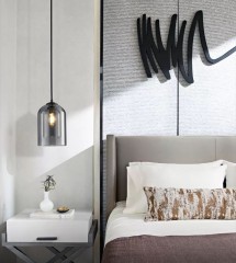Modern Minimalist Glass Chandelier Creative Round Glass Chandelier Pendent Light for Living Room Bedroom Headboard