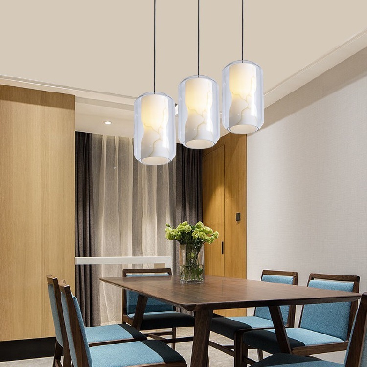 Modern Glass Pendant Light Luxury Hanging Lamp with Transparent Shade for Dining Room Living Room Hotel
