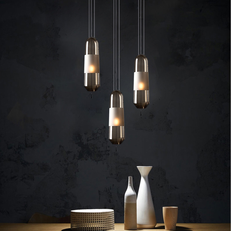 Nordic Creative Restaurant Chandelier Simple Personality Art Bedroom Bedside Villa Room Light Luxury Glass Small Pendant Light
