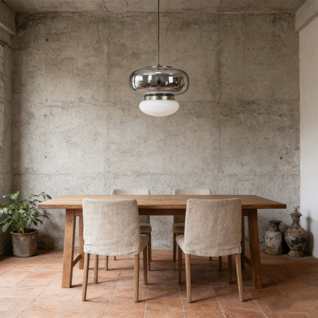Modern LED Chandelier Smoky Grey White Glass Indoor Hanging Lamp for Hotel Kitchen Restaurant Home Villa Round