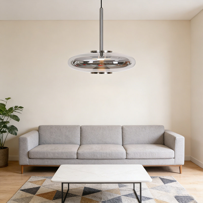 Modern Hanging Smoky Grey Glass Pendant Lamp Fixture Restaurant Dining Room Home Glass Light Chandelier