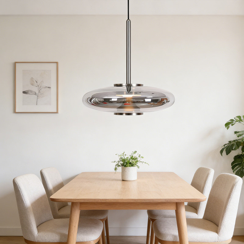 Modern Hanging Smoky Grey Glass Pendant Lamp Fixture Restaurant Dining Room Home Glass Light Chandelier