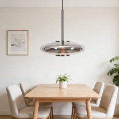 Modern Hanging Smoky Grey Glass Pendant Lamp Fixture Restaurant Dining Room Home Glass Light Chandelier