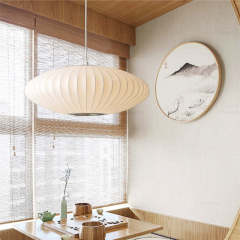 Modern Nordic Silk Pendant Light Wabi Sabi Bubble Lamp With Iron Hanging Installation for Home Living Room Hotel Bar Decor