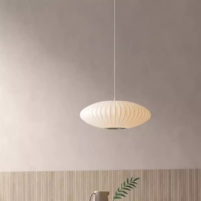 Modern Nordic Silk Pendant Light Wabi Sabi Bubble Lamp With Iron Hanging Installation for Home Living Room Hotel Bar Decor