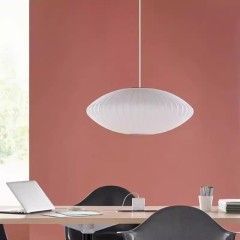 Modern Nordic Silk Pendant Light Wabi Sabi Bubble Lamp With Iron Hanging Installation for Home Living Room Hotel Bar Decor