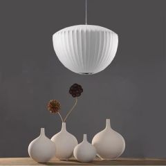 Nordic Style Home Decor Silk Adjustable Height LED Chandelier Round Middle Size Bedrooms Dining Rooms Silk Pendant Light