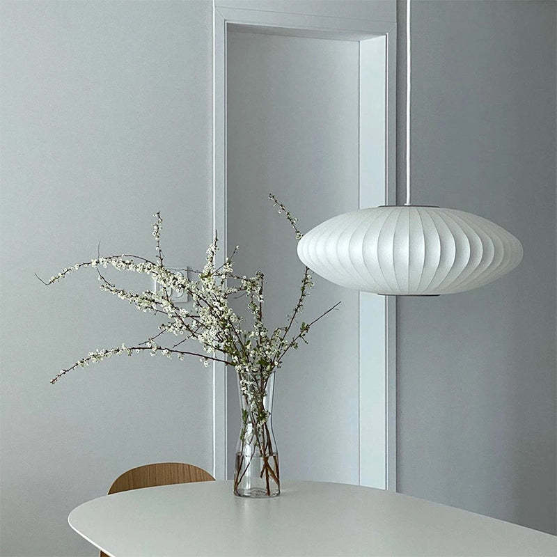Modern Nordic Silk Pendant Light Wabi Sabi Bubble Lamp With Iron Hanging Installation for Home Living Room Hotel Bar Decor