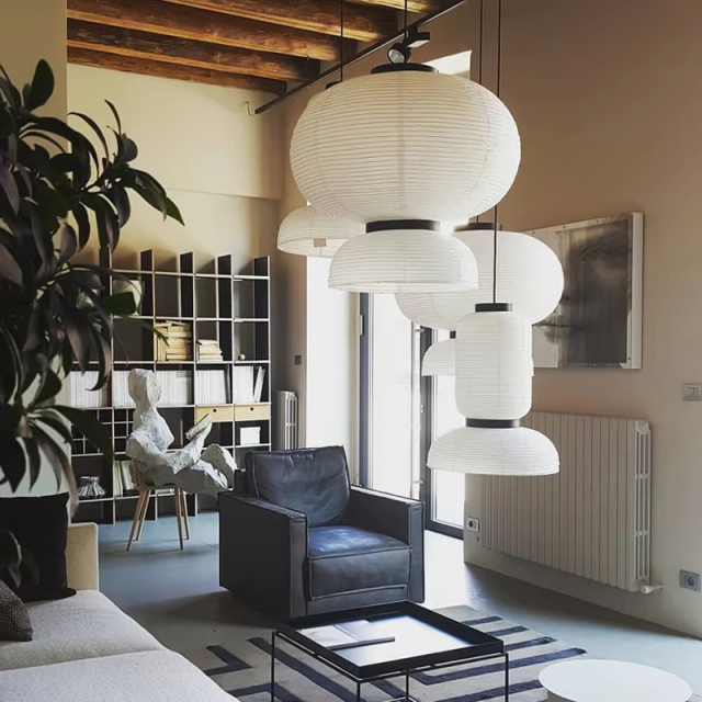 Nordic Style Japanese Lantern Chandelier Japanese Rice Paper Pendant Lighting Ceiling Lamp Decorative Lighting for Hotel Use