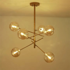 Modern LED Chandeliers Gold Hanging Light Glass Ball Lampshade Pendant Lights for Dining Room Living Room Bedroom