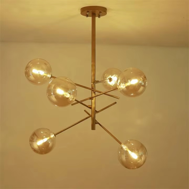 Modern LED Chandeliers Gold Hanging Light Glass Ball Lampshade Pendant Lights for Dining Room Living Room Bedroom