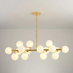 Modern Hotel Creative White Glass Round Ball Chandelier Bedroom Living Room Pendant Light Chandelier LED Ceiling Lamp