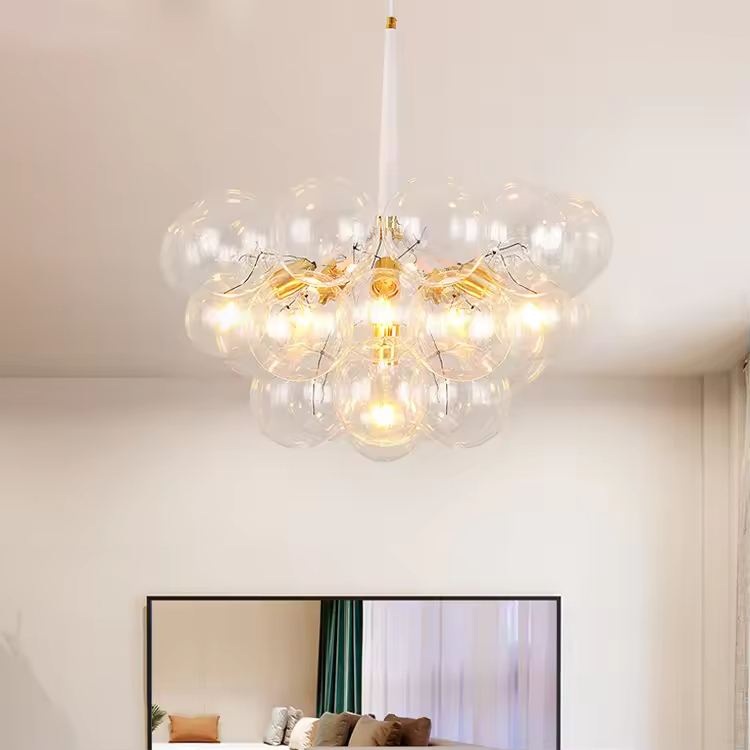 Postmodern Luxury LED Pendant Light for Bedroom Dining Room Home Decor Glass Bubble Chandelier