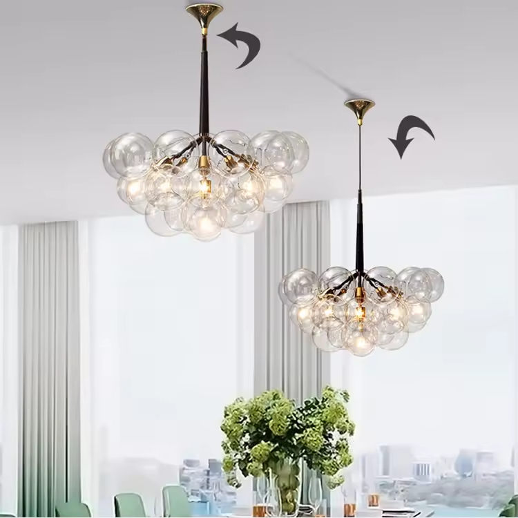 Postmodern Luxury LED Pendant Light for Bedroom Dining Room Home Decor Glass Bubble Chandelier