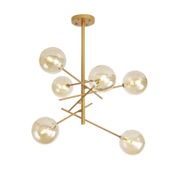 Modern LED Chandeliers Gold Hanging Light Glass Ball Lampshade Pendant Lights for Dining Room Living Room Bedroom