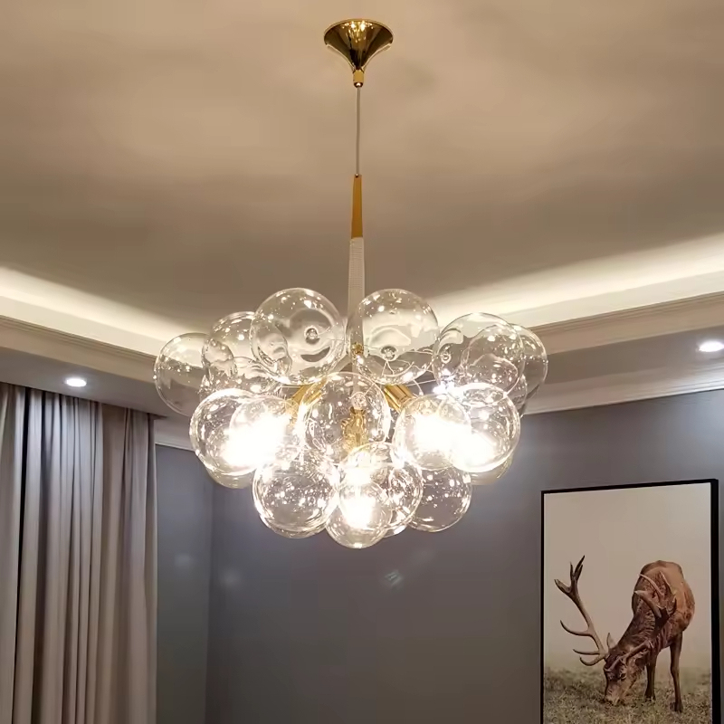 Postmodern Luxury LED Pendant Light for Bedroom Dining Room Home Decor Glass Bubble Chandelier
