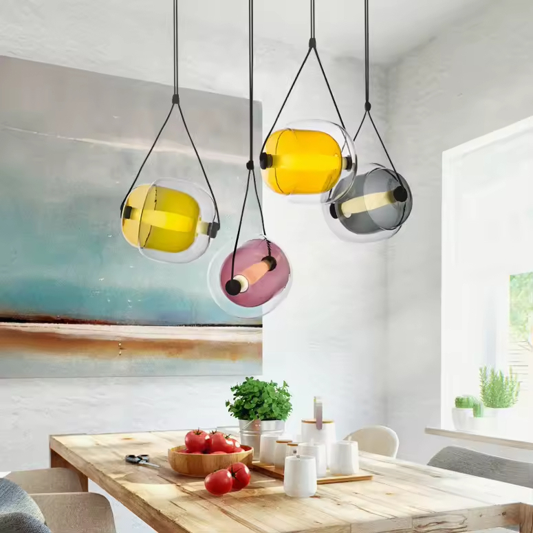 Italian Postmodern Restaurant Glass Pendant Light Nordic Creative Personality Coffee Shop Bar Modern Decorative Hanging Lamp