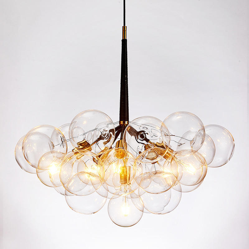 Postmodern Luxury LED Pendant Light for Bedroom Dining Room Home Decor Glass Bubble Chandelier