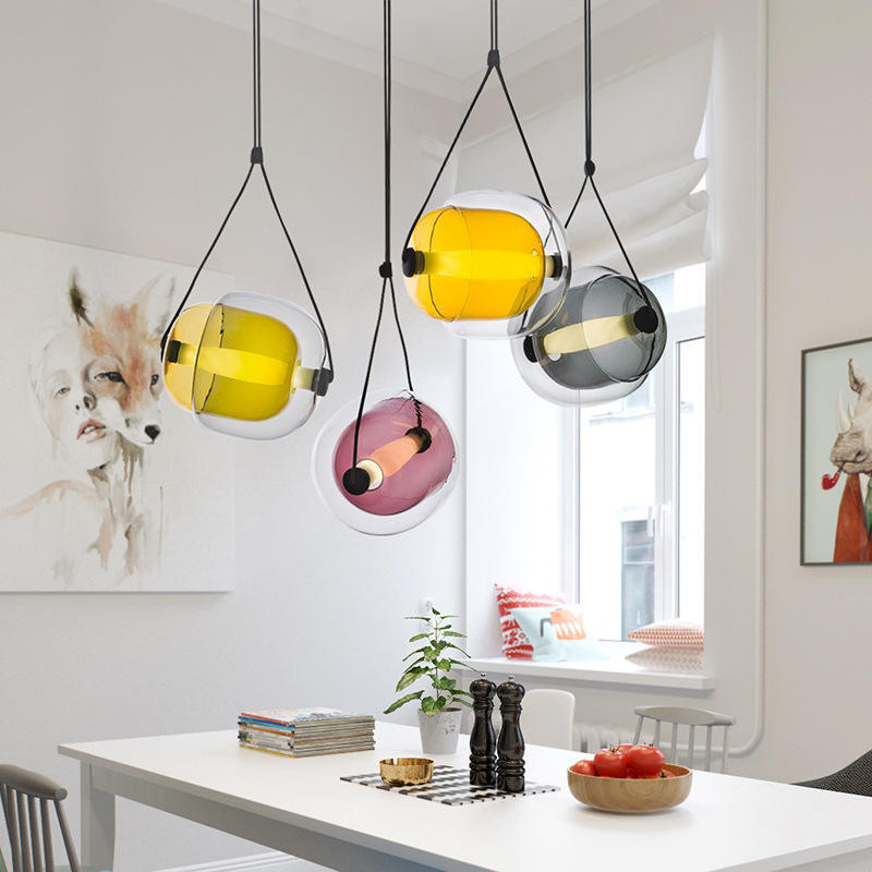 Italian Postmodern Restaurant Glass Pendant Light Nordic Creative Personality Coffee Shop Bar Modern Decorative Hanging Lamp