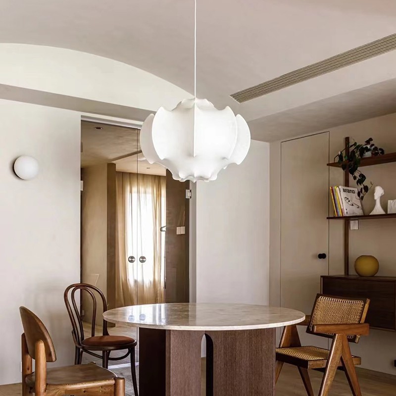 Italian Modern Design Silk Chandelier Adjustable Height LED Hanging Lights Bedroom Bar Restaurant Homestay Cream Style Pendant Lamps
