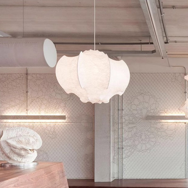 Italian Modern Design Silk Chandelier Adjustable Height LED Hanging Lights Bedroom Bar Restaurant Homestay Cream Style Pendant Lamps