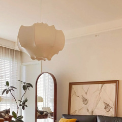 Italian Modern Design Silk Chandelier Adjustable Height LED Hanging Lights Bedroom Bar Restaurant Homestay Cream Style Pendant Lamps
