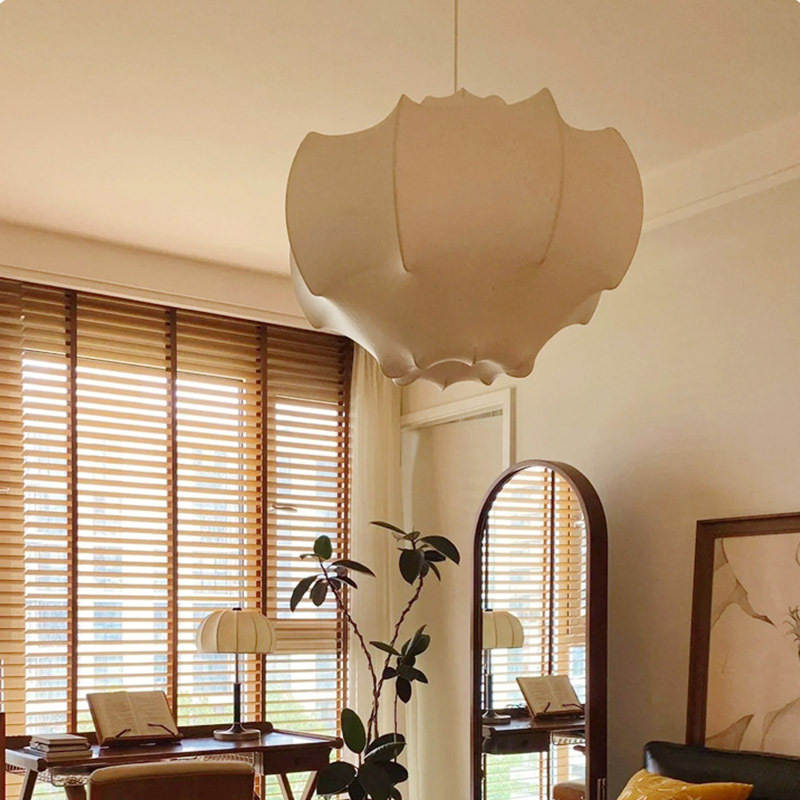 Italian Modern Design Silk Chandelier Adjustable Height LED Hanging Lights Bedroom Bar Restaurant Homestay Cream Style Pendant Lamps