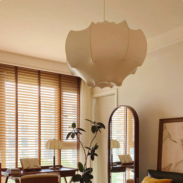 Italian Modern Design Silk Chandelier Adjustable Height LED Hanging Lights Bedroom Bar Restaurant Homestay Cream Style Pendant Lamps