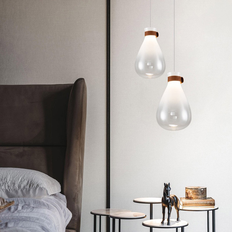 Modern Minimalist Nordic Creative Bedroom Simple Hanging Light Dining Room Glass Drifting Bottle Pendant Lamp