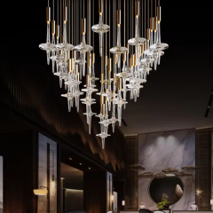Modern Hotel Lobby Clear Art Glass Chandelier Large Hanging Lamp Decoration for Living Room Pendant Lights
