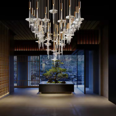 Modern Hotel Lobby Clear Art Glass Chandelier Large Hanging Lamp Decoration for Living Room Pendant Lights