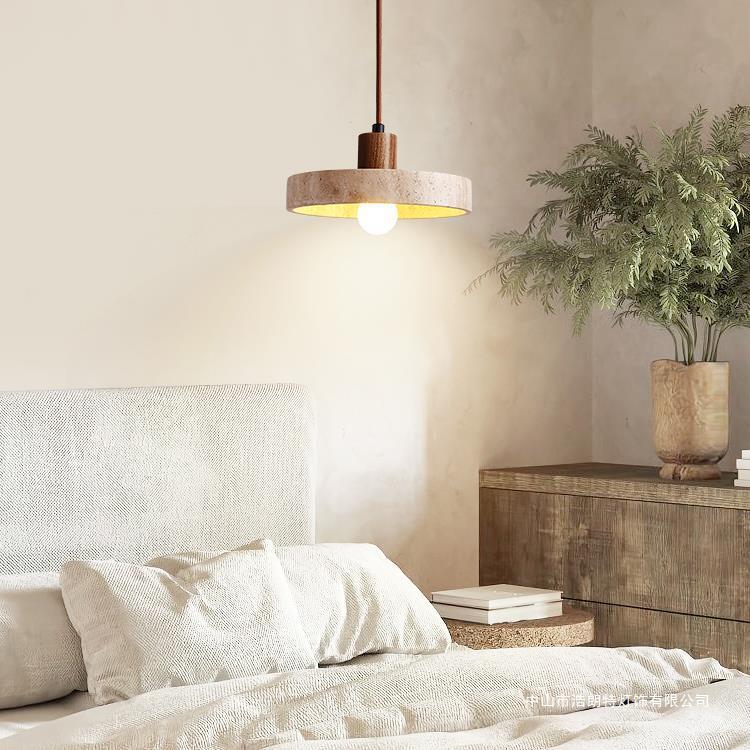 Wabi-sabi Japanese Restaurant Dining Room Lamp Natural Stone Designer Fixture Travertine Pendant Light