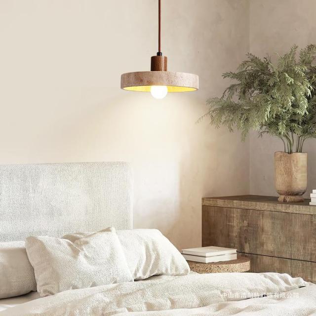 Wabi-sabi Japanese Restaurant Dining Room Lamp Natural Stone Designer Fixture Travertine Pendant Light