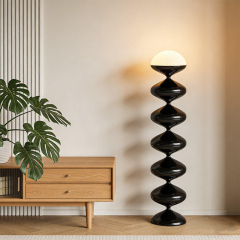 Modern Minimalist Medieval Art Floor Lamp Bauhaus Flat Ball Painting Design Vertical Standing Floor Lamp