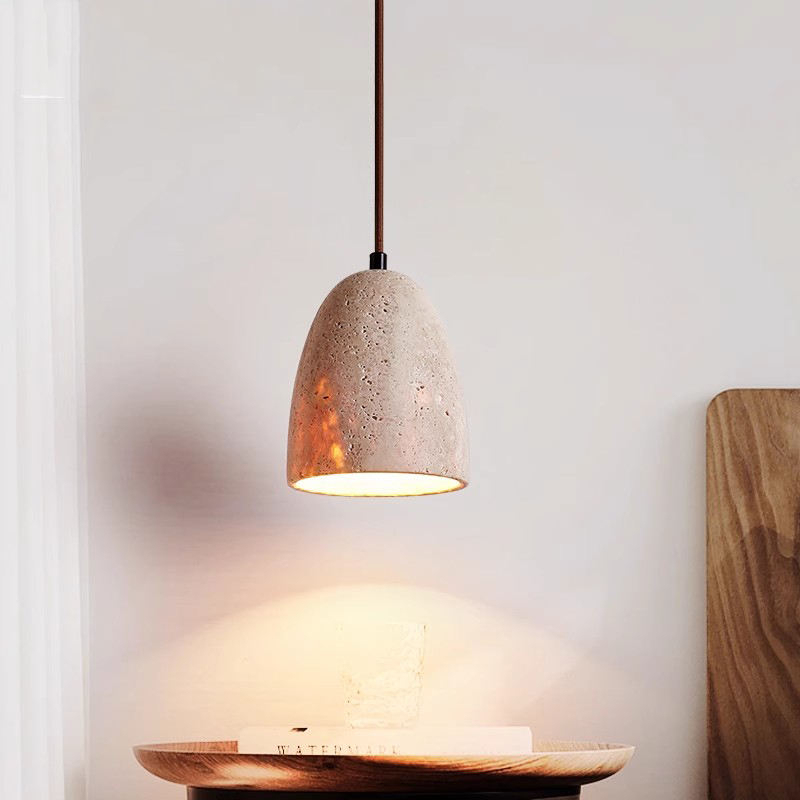 Nordic-Style Bedroom Headboard Hanging Light Dining Bar Island Kitchen Creative Travertine Pendant Light
