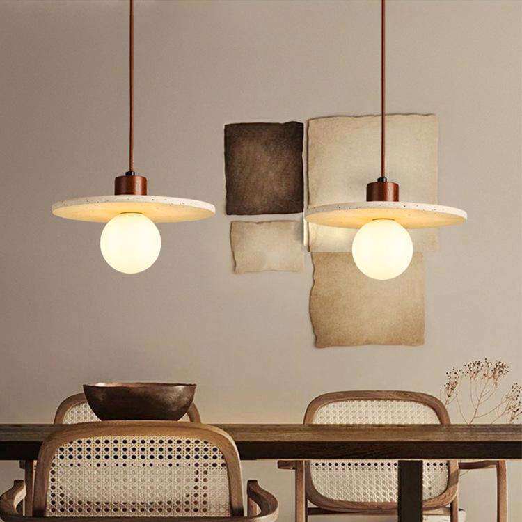 Wabi Sabi Nature Stone Indoor Dining Table Bedside Droplight Living Room Kitchen Island Travertine Pendant Lights