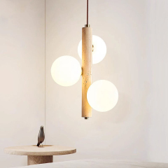 Nordic Wabi Sabi LED  Hangning Lamp Villa Staircase Travertine Stone Adjustable Height Dimmable Travertine Pendant Light