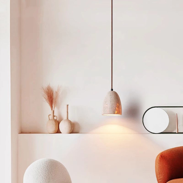 Nordic-Style Bedroom Headboard Hanging Light Dining Bar Island Kitchen Creative Travertine Pendant Light