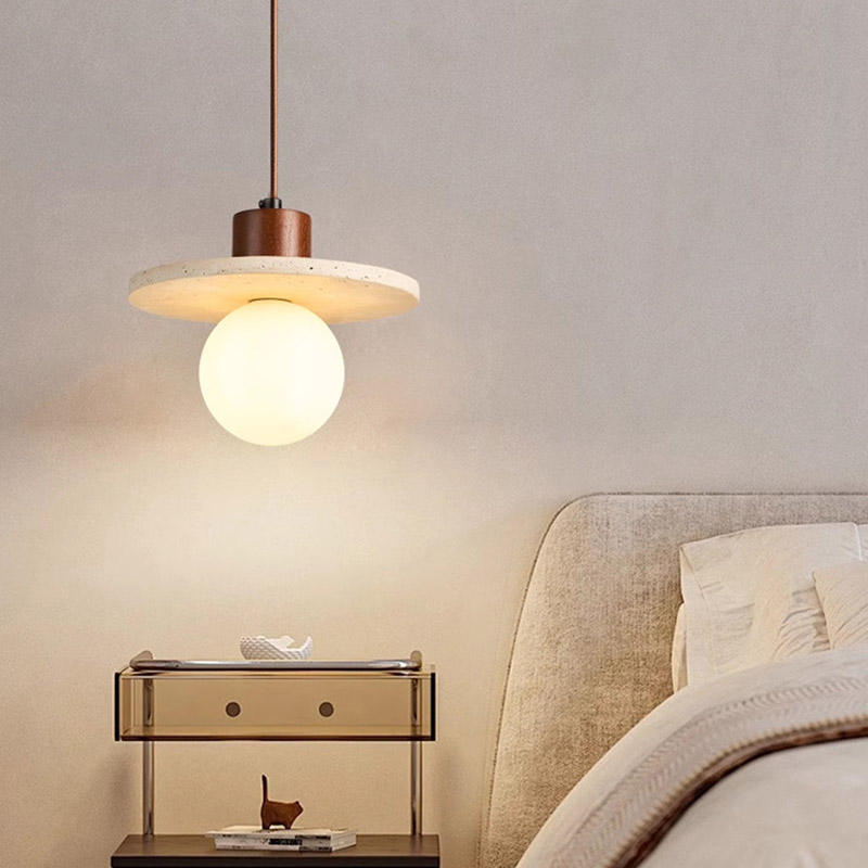Wabi Sabi Nature Stone Indoor Dining Table Bedside Droplight Living Room Kitchen Island Travertine Pendant Lights