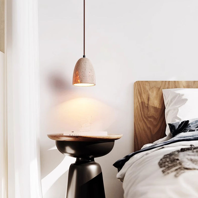 Nordic-Style Bedroom Headboard Hanging Light Dining Bar Island Kitchen Creative Travertine Pendant Light