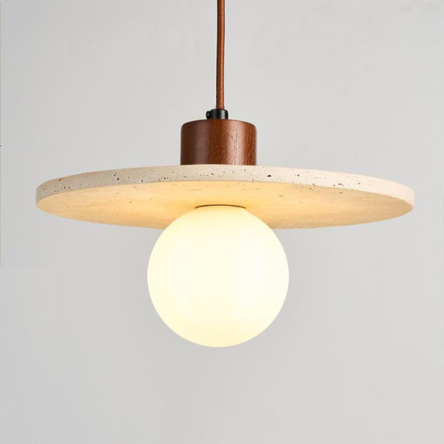 Wabi Sabi Nature Stone Indoor Dining Table Bedside Droplight Living Room Kitchen Island Travertine Pendant Lights